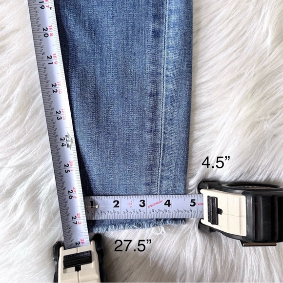 Hudson Fringe Hem Mid Rise Medium Wash Ankle Cropped Super Skinny Jeans Size 25 - Picture 12 of 12